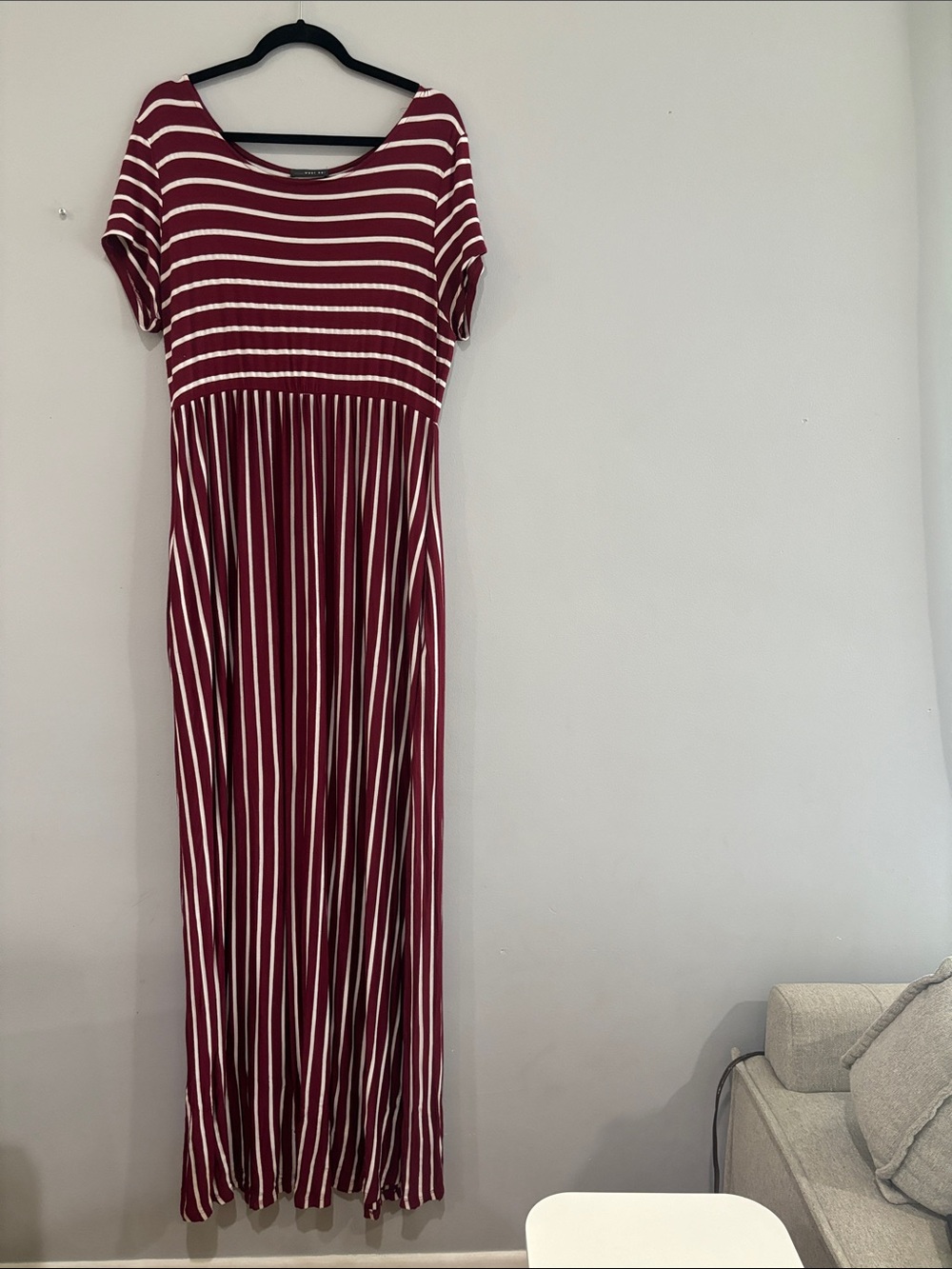 West Kei Burgundy and White Striped Maxi Dress